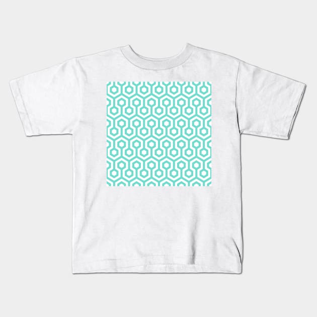 Geometric Pattern: Looped Hexagons: Blue Kids T-Shirt by Red Wolf